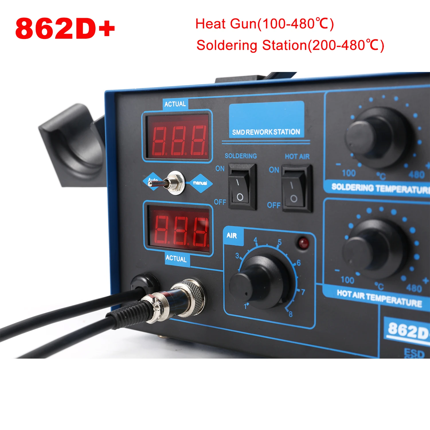 Smd Rework Station Hot Air Soldering 2 In 1 - Stasiun Solder 862D+ 2 in 1,