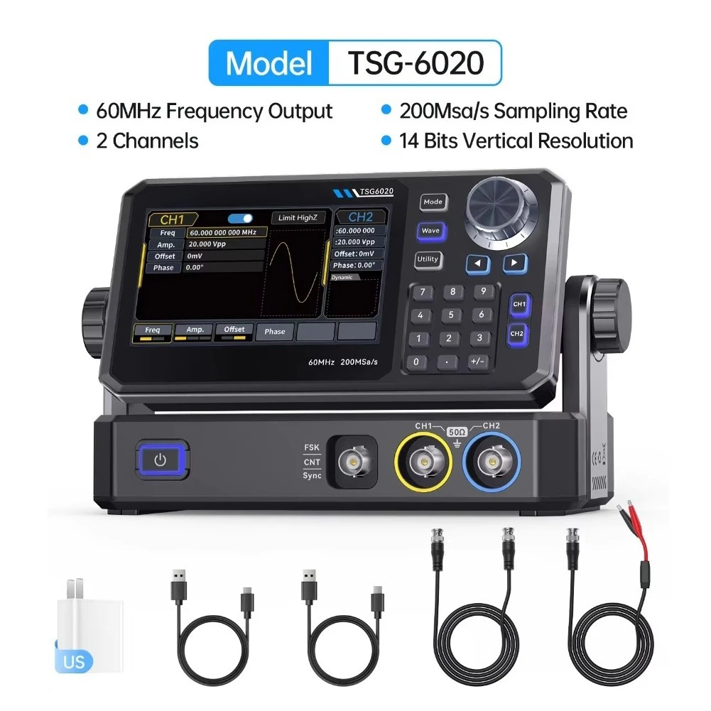TSG6020 Generator Fungsi Dual  - Dual Channel Arbitrary Waveform Function Generator 60Mhz ulasan dan harga