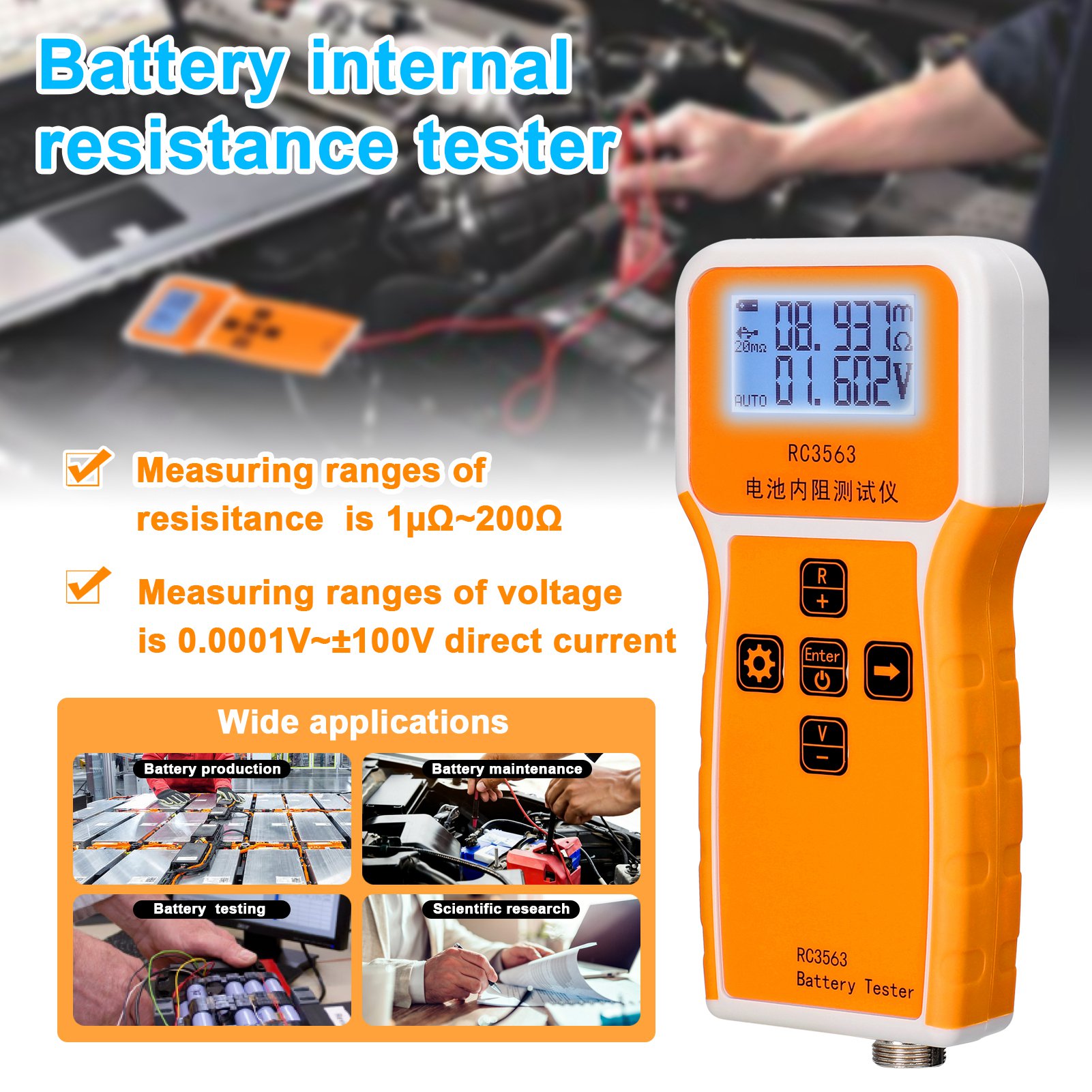 200Ohm 100V Penguji Tegangan R - Battery Internal Resistance Tester Four Wire ulasan dan harga