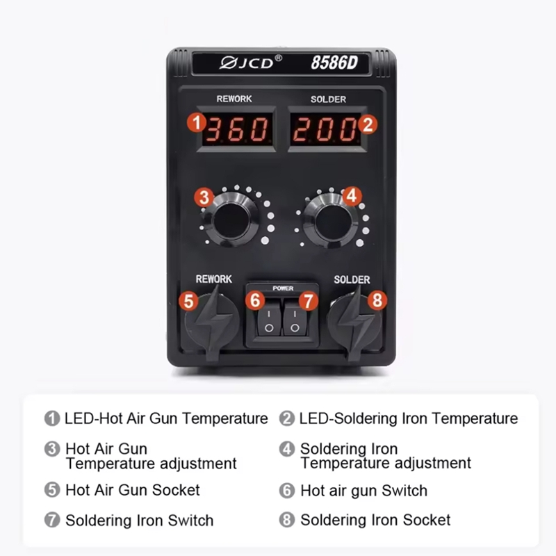 Stasiun Solder 8586D 2in1 750W - Smd Rework Station Hot Air Soldering 2 In 1 ulasan dan harga