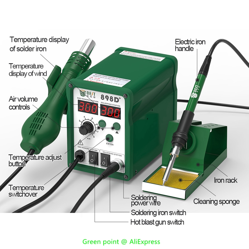 BST-898D + Tampilan LED 2 In 1 - Smd Rework Station Hot Air Soldering 2 In 1 ulasan dan harga