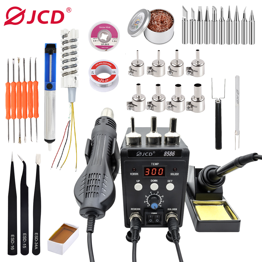 Stasiun Solder 2 in 1 JCD 8586 - Smd Rework Station Hot Air Soldering 2 In 1 ulasan dan harga
